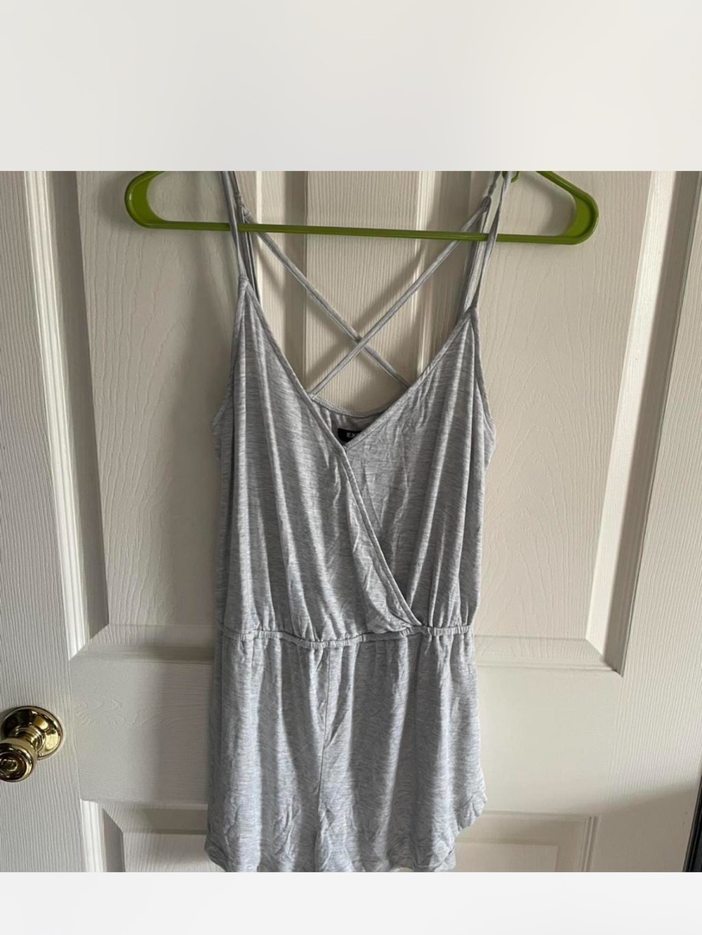 Express Light Gray Sleeveless Sleep Romper